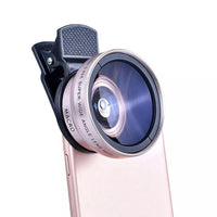 Buy 2in1 37mm Mobile Phone Lens 0.45x 49uv Super Wide-Angle + Macro HD Lens - 2in1 Macro HD Cam Lens at Caseles-Black, 