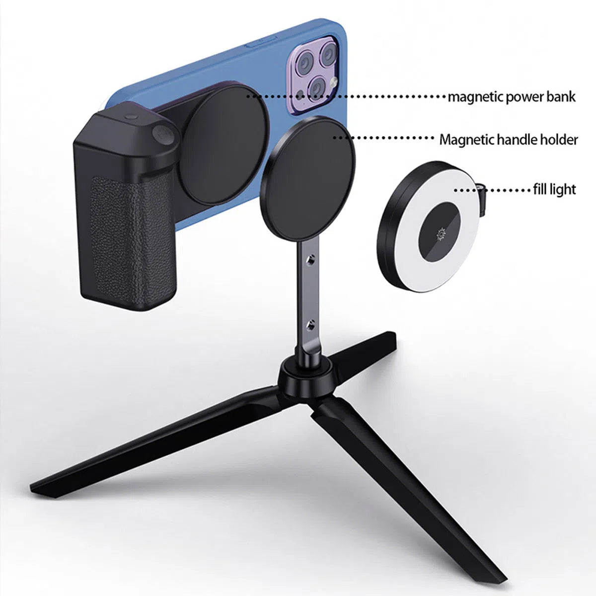 Buy Magnetic Phone Holder Tripod for MagSafe, Anti-Shake Selfie Stabilizer for Photography - 3in1 Cam Tripod Pro at Caseles-Just Tripod, 