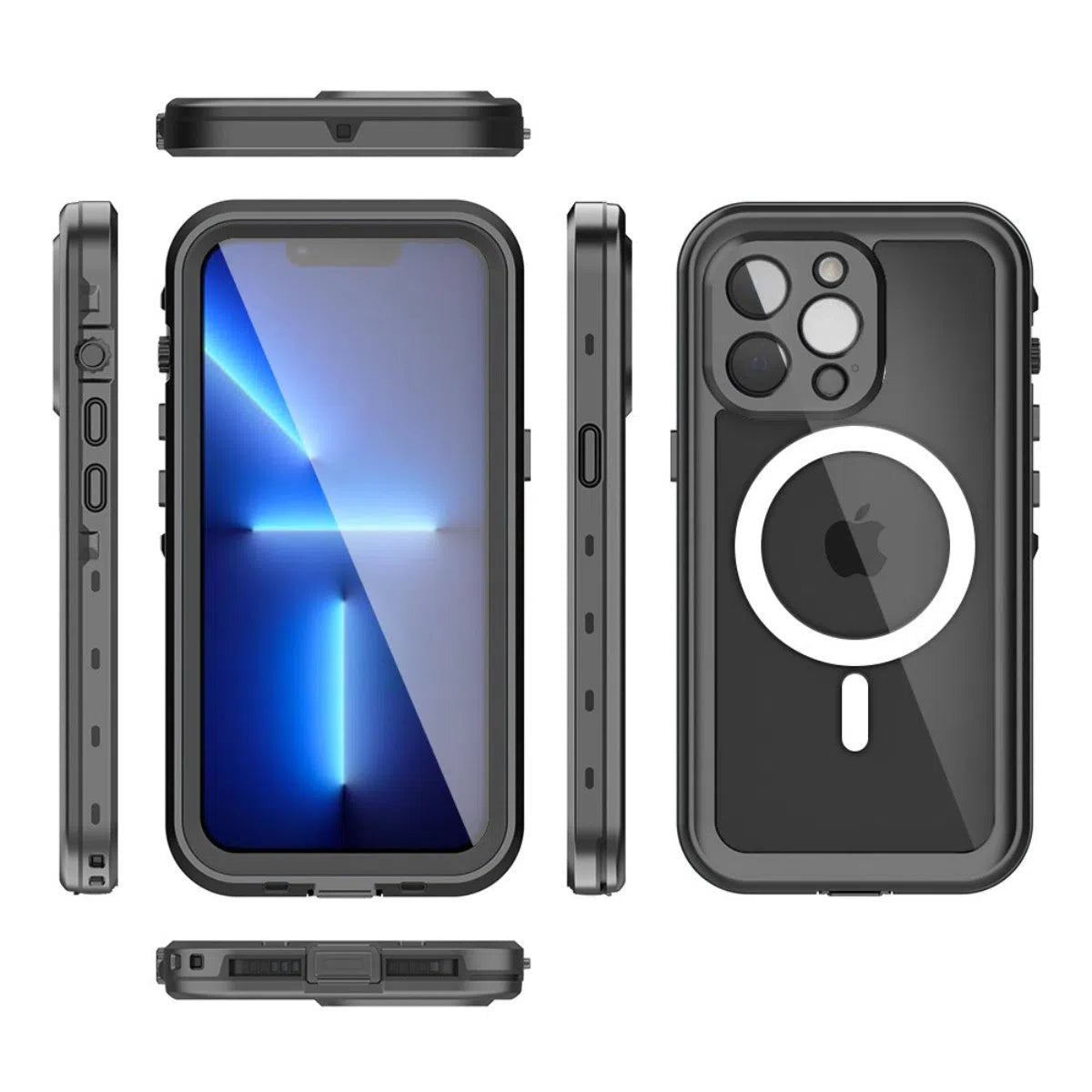 Buy IP68 Waterproof Phone Case, Support Magsafe, Built in Screen Protector, Full Body Heavy Duty Shockproof,Aiden at Caseles-iPhone 16 Pro Max, Black