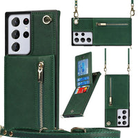 Buy Crossbody Wallet Phone Case, 5 Card Slots, Premium Leather, Kickstand Shockproof Case, Alima at Caseles-Samsung Galaxy S25 Ultra, Alina-Green