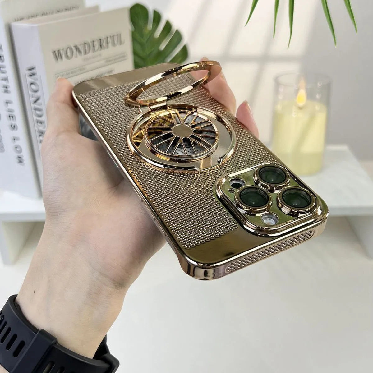 Buy Caseles Electroplating Heat Dissipation，360° Border Coverage，Lightweight Design，iPhone Case -Allen at Caseles-Gold, iPhone 16 Pro Max