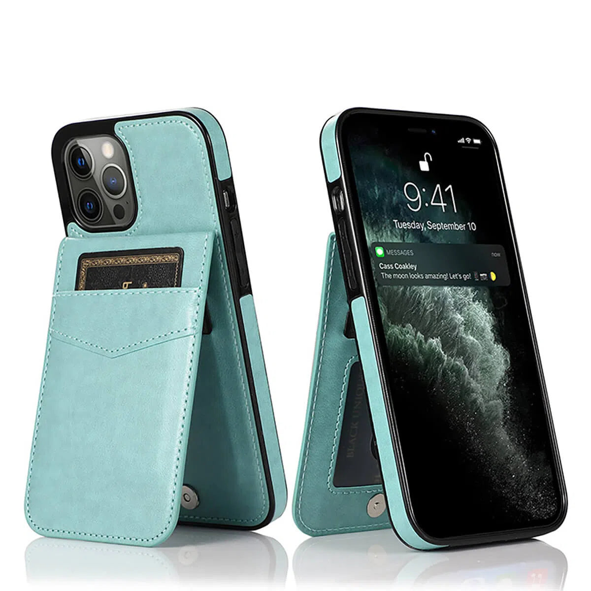 Buy Classic 5-6 Card Slots Wallet Phone Case, Premium Leather, Credit Card Holder, Flip, Kickstand Shockproof Case,Athena at Caseles-iPhone 16 Pro Max, Athena-Green