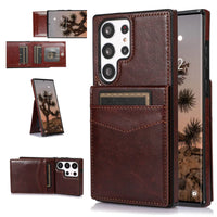 Buy Classic 5-6 Card Slots Wallet Phone Case, Premium Leather, Credit Card Holder, Flip, Kickstand Shockproof Case,Athena at Caseles-Samsung Galaxy S25 Ultra, Asher-Brown