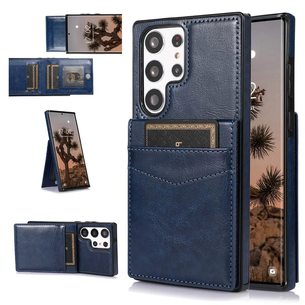 Buy Classic 5-6 Card Slots Wallet Phone Case, Premium Leather, Credit Card Holder, Flip, Kickstand Shockproof Case,Athena at Caseles-Samsung Galaxy S25 Ultra, Asher-Blue