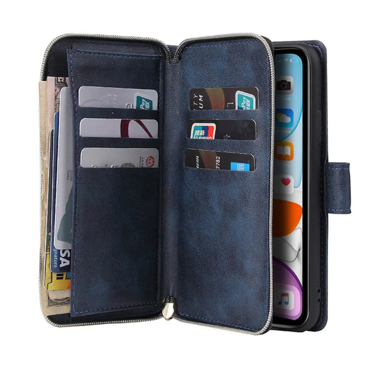 Buy Classic Wallet Phone Case, 9 Card Slots, Premium Leather, Credit Card Holder, Shockproof Case , BALDER at Caseles-iPhone 16 Pro Max, Balder-Black