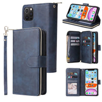 Buy Classic Wallet Phone Case, 9 Card Slots, Premium Leather, Credit Card Holder, Shockproof Case , BALDER at Caseles-iPhone 16 Pro Max, Balder-Blue