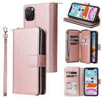 Buy Classic Wallet Phone Case, 9 Card Slots, Premium Leather, Credit Card Holder, Shockproof Case,Bakari at Caseles-iPhone 16 Pro Max, Bakari-Pink