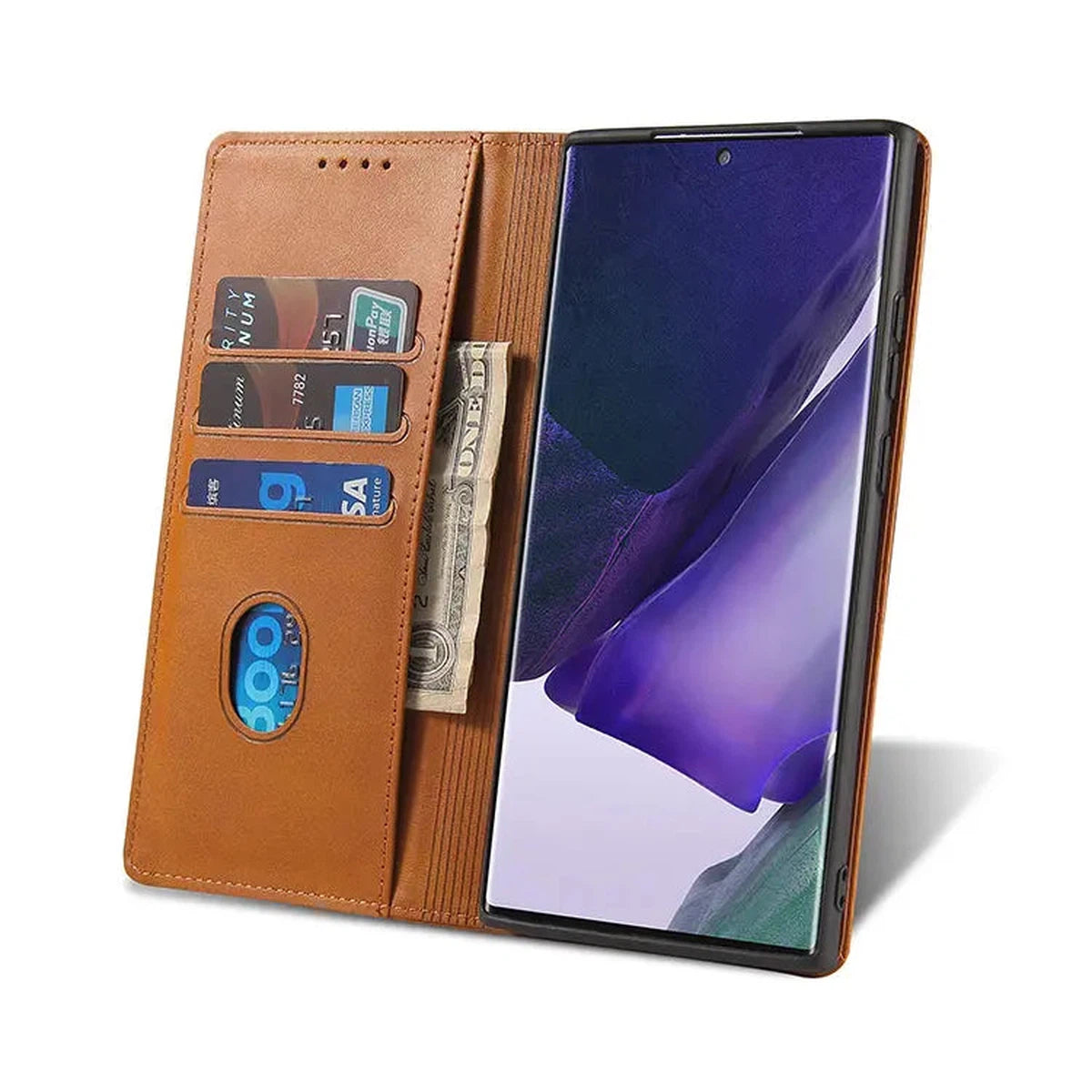 Buy Magnetic Folio Wallet Phone Case, Premium Leather, Credit Card Holder, Magnetic Closure, Flip Kickstand Shockproof Case,Barnett at Caseles-Samsung Galaxy S25 Ultra, Barnett-Coffee