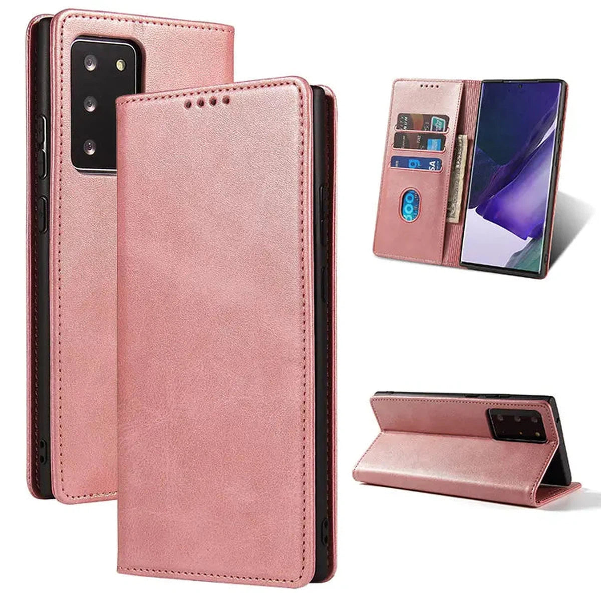 Buy Magnetic Folio Wallet Phone Case, Premium Leather, Credit Card Holder, Magnetic Closure, Flip Kickstand Shockproof Case,Barnett at Caseles-Samsung Galaxy S25 Ultra, Barnett-Pink