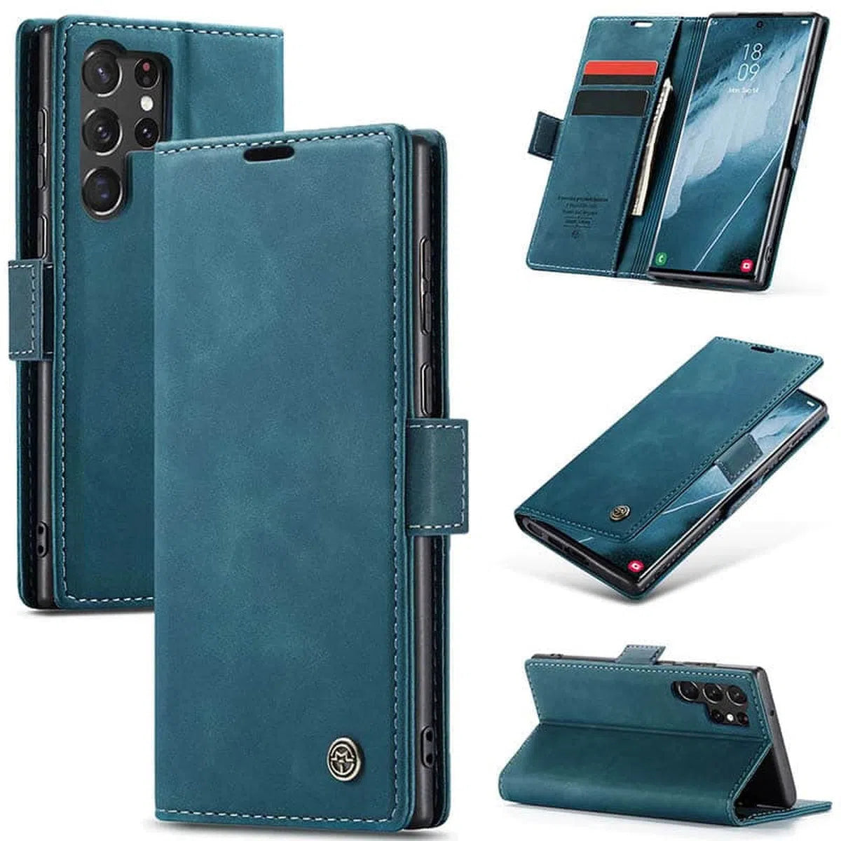 Buy Magnetic Flip Leather Card Wallet Phone Case Cover for iPhone, Benjamin at Caseles-iPhone 16 Pro Max, BJM-Blue