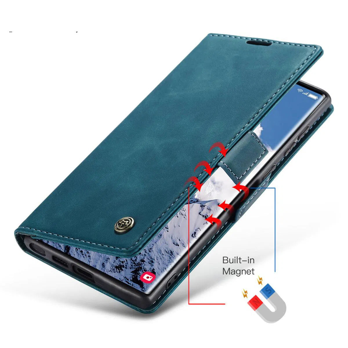 Buy Magnetic Flip Leather Card Wallet Case for Galaxy, Kickstand & Drop Protection, Benjamin at Caseles-Samsung Galaxy S25 Ultra, BJM-Coffee