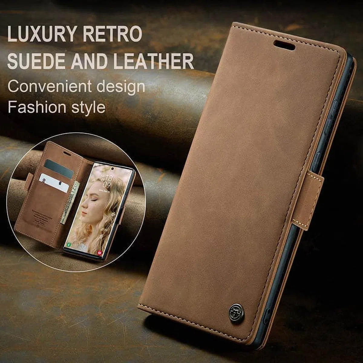 Buy Magnetic Flip Leather Card Wallet Phone Case Cover for iPhone, Benjamin at Caseles-iPhone 16 Pro Max, BJM-Coffee