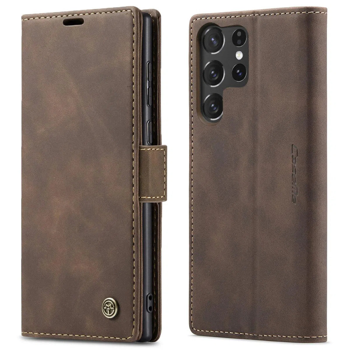 Buy Magnetic Flip Leather Card Wallet Case for Galaxy, Kickstand & Drop Protection, Benjamin at Caseles-Samsung Galaxy S25 Ultra, BJM-Coffee