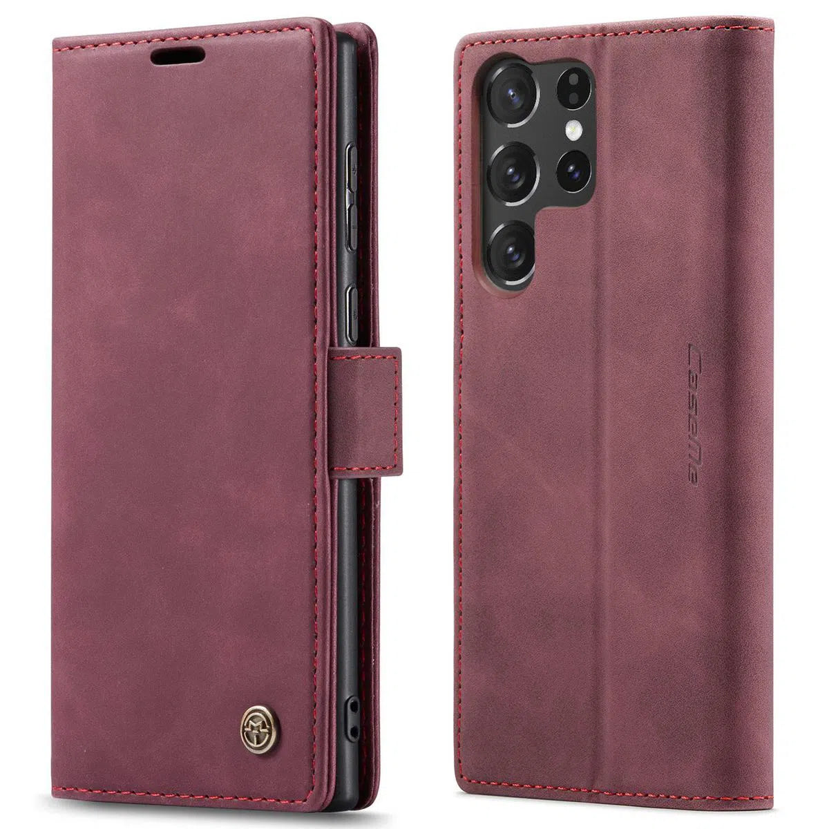 Buy Magnetic Flip Leather Card Wallet Case for Galaxy, Kickstand & Drop Protection, Benjamin at Caseles-Samsung Galaxy S25 Ultra, BJM-Coffee