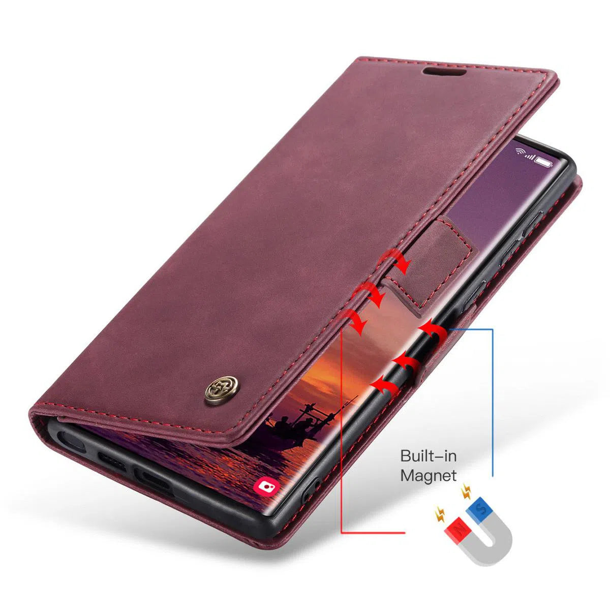 Buy Magnetic Flip Leather Card Wallet Case for Galaxy, Kickstand & Drop Protection, Benjamin at Caseles-Samsung Galaxy S25 Ultra, BJM-Coffee