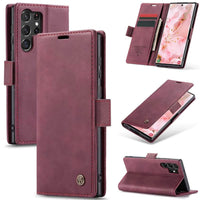 Buy Magnetic Flip Leather Card Wallet Phone Case Cover for iPhone, Benjamin at Caseles-iPhone 16 Pro Max, BJM-Red