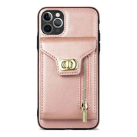 Buy Detachable Lanyard Leather Case Wallet Case Card Slot Shockproof Kickstand Zipper Closure Flip Leather Case for iPhone,Briella at Caseles-iPhone 16 Pro Max, Briella-Pink