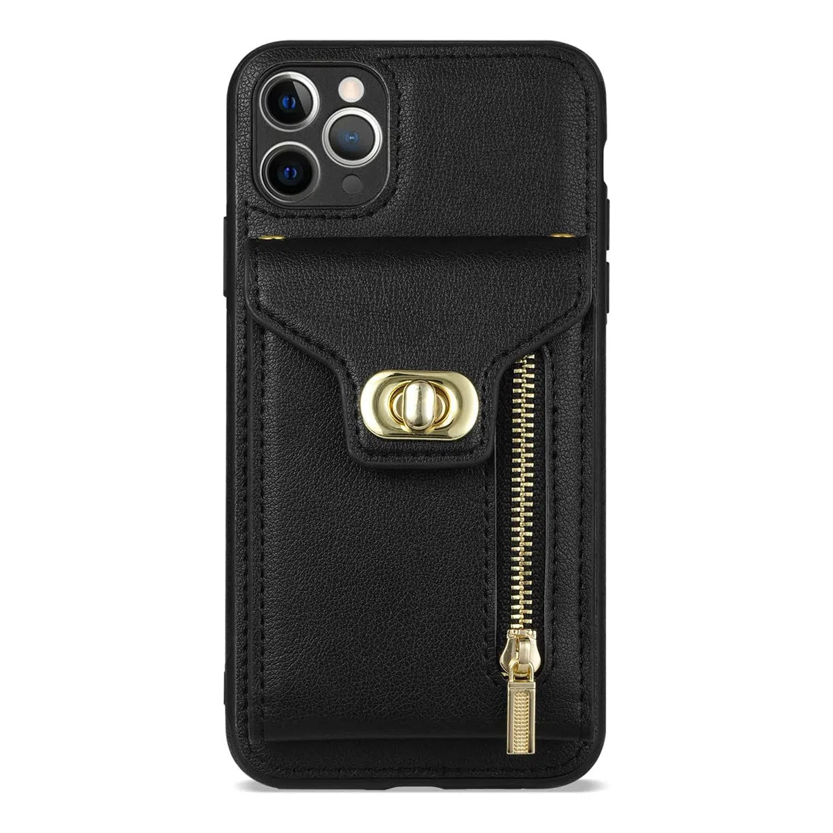 Buy Detachable Lanyard Leather Case Wallet Case Card Slot Shockproof Kickstand Zipper Closure Flip Leather Case for iPhone,Briana at Caseles-iPhone 16 Pro Max, Briana-Black