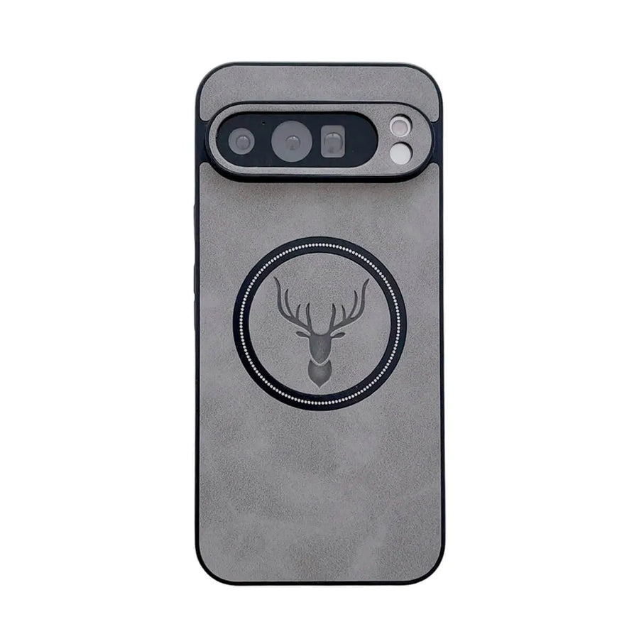 Buy Premium PU leather deer case with full protection and MagSafe wireless charging for Google Pixel – ADAM at Caseles-Google Pixel 9 Pro XL, Caribou-Dark Gray