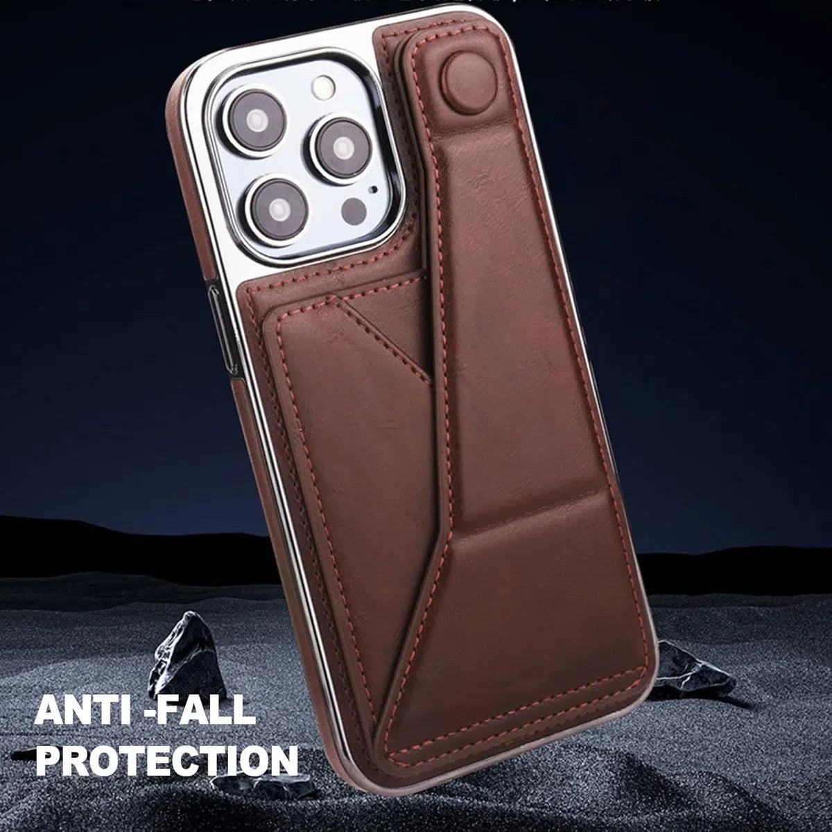 Buy Malcolm - Caseles Full Coverage Protection, Leather Phone case, Phone Stander, Card Holder Wallet Case - at Caseles-iPhone 16 Pro Max, Charles-Coffee