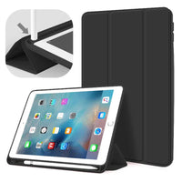 Buy Classic Folio Case for iPad with Pencil Holder, Auto Sleep/Wake Soft Silicone Back Shell Stand Shockproof Case, CLASSIC FOLIO IPAD CASE at Caseles-iPad Air 6 (2024 13 inch), CF-Black