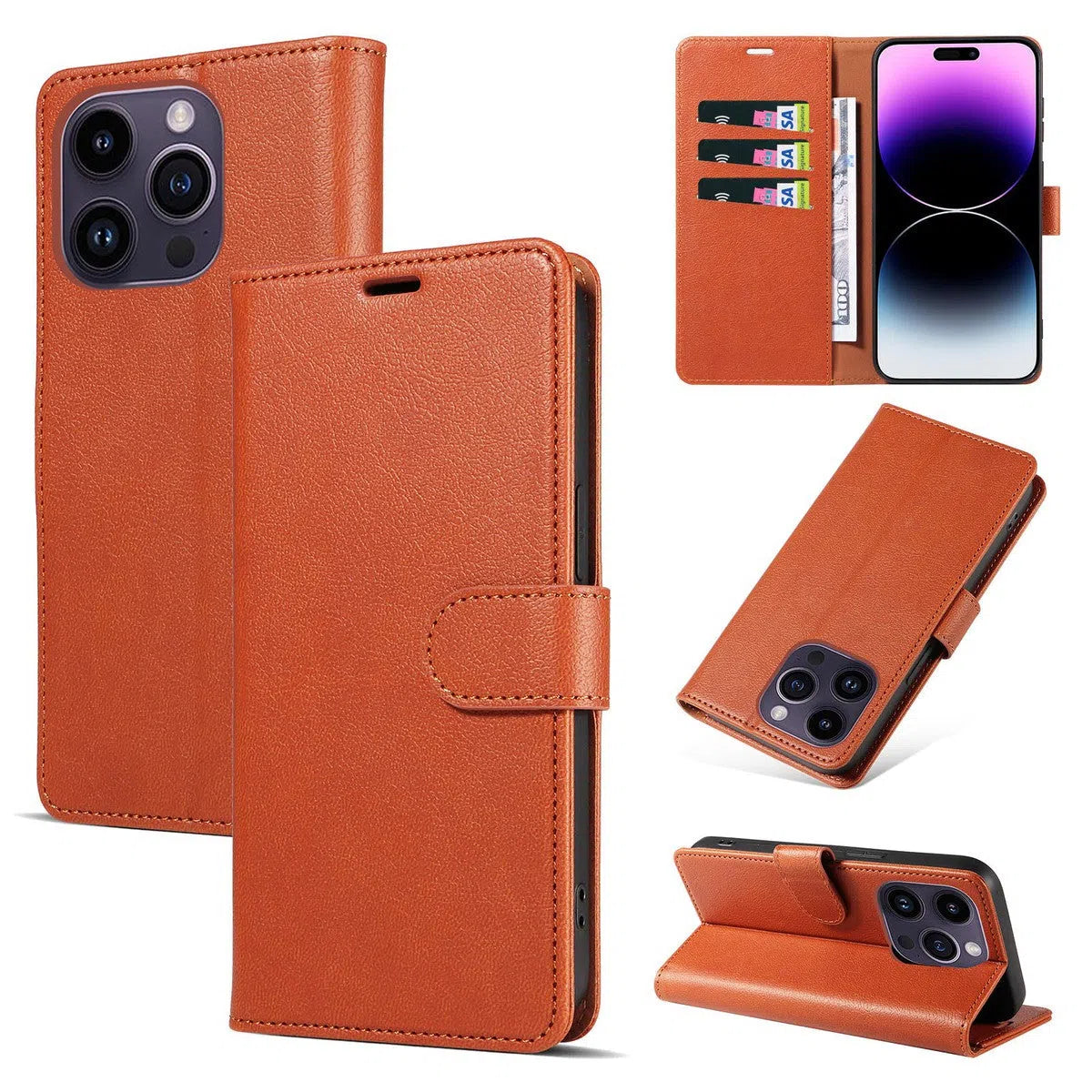 Buy Magnetic Folio Wallet Phone Case, Premium Leather, Credit Card Holder, Magnetic Closure, Flip Kickstand Shockproof Case,Daniel at Caseles-iPhone 16 Pro Max, Daniel-Brown