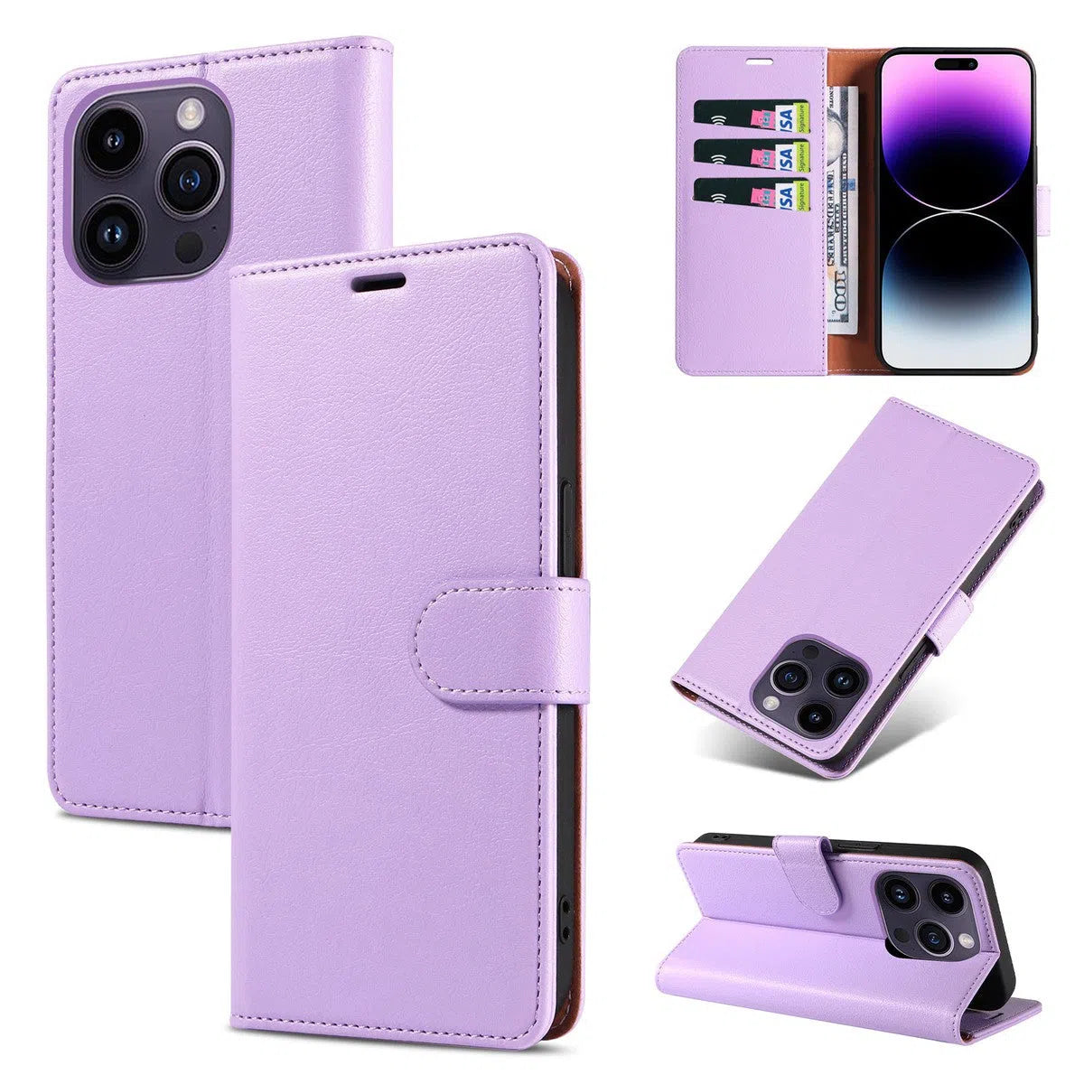 Buy Magnetic Folio Wallet Phone Case, Premium Leather, Credit Card Holder, Magnetic Closure, Flip Kickstand Shockproof Case,Delilah at Caseles-iPhone 16 Pro Max, Delilah-Purple