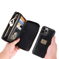 Buy Multi Functional Wallet Phone Case, 14 Card Slots 3 Purse 1 Zipper 1 Wrist Band 1 Metal Buckle, Wrist Strap Clutch Magnetic Detachable,Darell at Caseles-iPhone 16 Pro Max, Darell-Brown