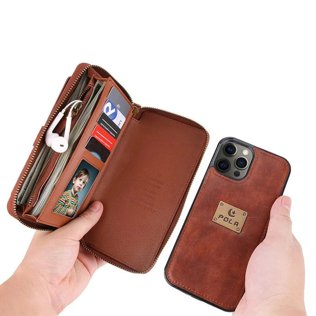 Buy Multi Functional Wallet Phone Case, 14 Card Slots 3 Purse 1 Zipper 1 Wrist Band 1 Metal Buckle, Wrist Strap Clutch Magnetic Detachable,Darell at Caseles-iPhone 16 Pro Max, Darell-Brown