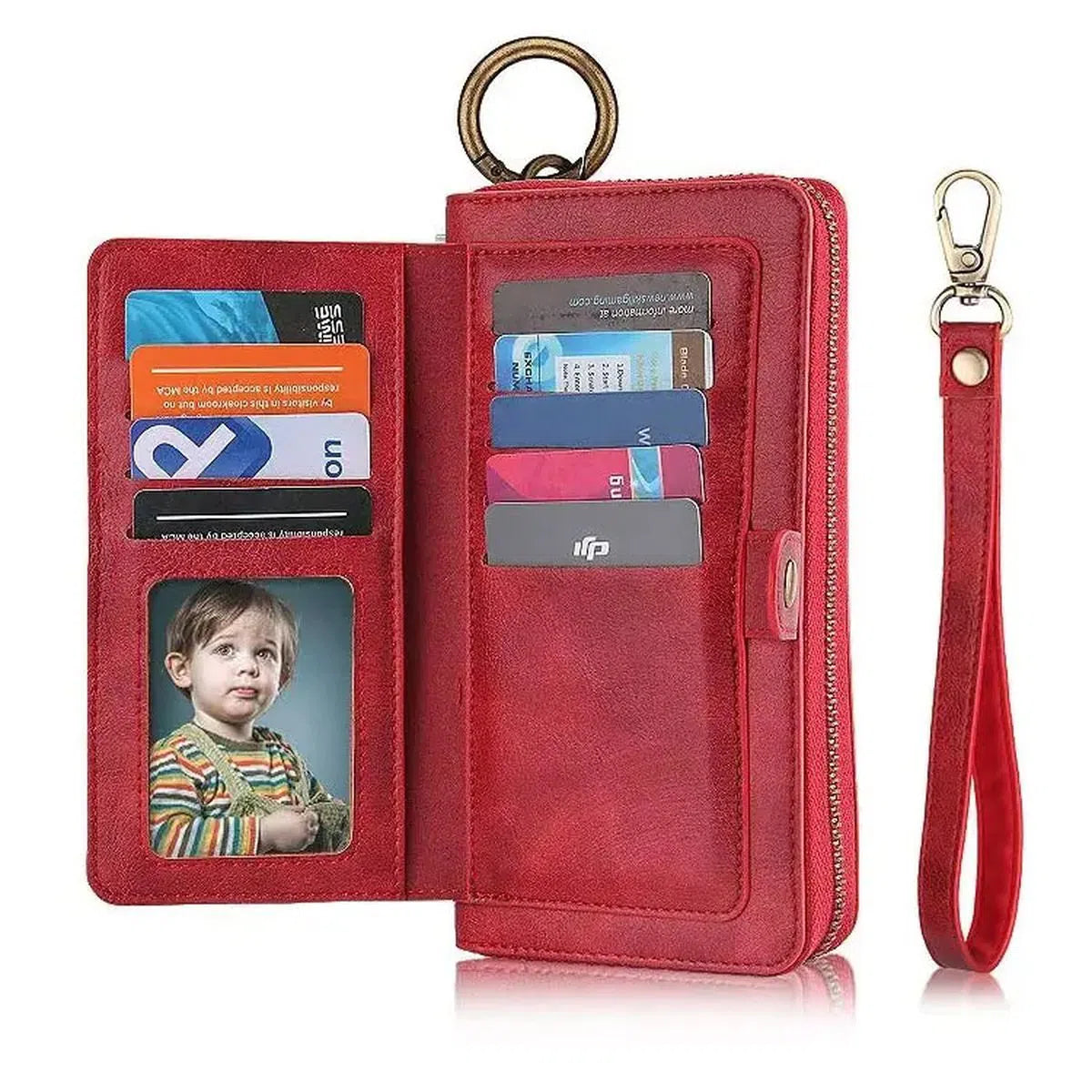 Buy Multi Functional Wallet Phone Case, 14 Card Slots 3 Purse 1 Zipper 1 Wrist Band 1 Metal Buckle, Wrist Strap Clutch Magnetic Detachable,Darell at Caseles-iPhone 16 Pro Max, Darell-Brown