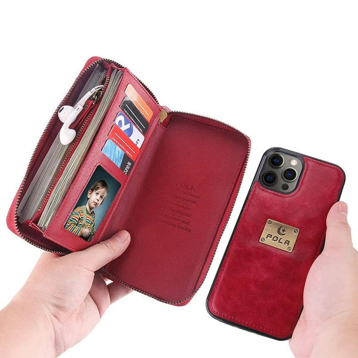 Buy Multi Functional Wallet Phone Case, 14 Card Slots 3 Purse 1 Zipper 1 Wrist Band 1 Metal Buckle, Wrist Strap Clutch Magnetic Detachable,Darell at Caseles-iPhone 16 Pro Max, Darell-Brown