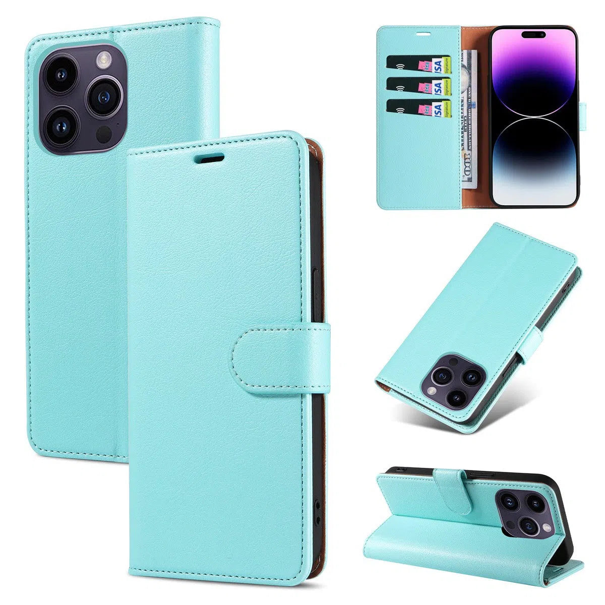 Buy Magnetic Folio Wallet Phone Case, Premium Leather, Credit Card Holder, Magnetic Closure, Flip Kickstand Shockproof Case,Delilah at Caseles-iPhone 16 Pro Max, Delilah-Blue