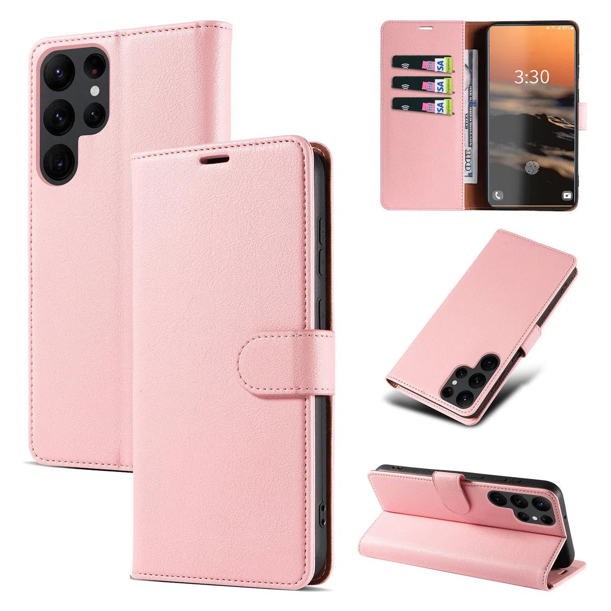 Buy Magnetic Folio Wallet Phone Case, Premium Leather, Credit Card Holder, Magnetic Closure, Flip Kickstand Shockproof Case,Delilah at Caseles-Samsung Galaxy S24 Ultra, Delilah-Pink