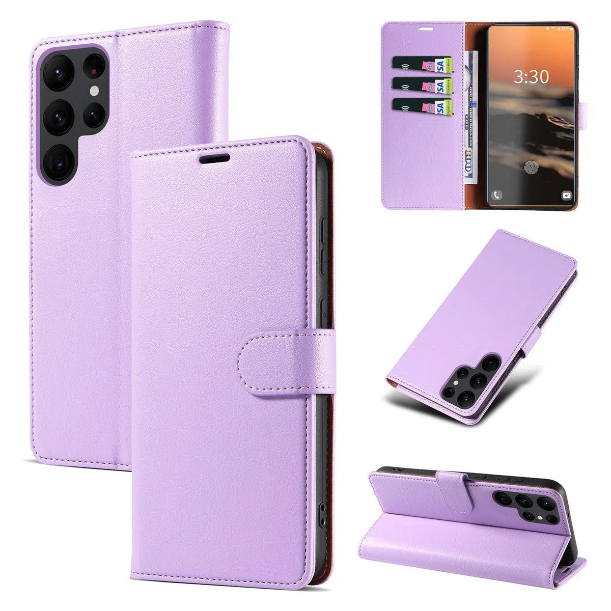 Buy Magnetic Folio Wallet Phone Case, Premium Leather, Credit Card Holder, Magnetic Closure, Flip Kickstand Shockproof Case,Delilah at Caseles-Samsung Galaxy S24 Ultra, Delilah-Purple