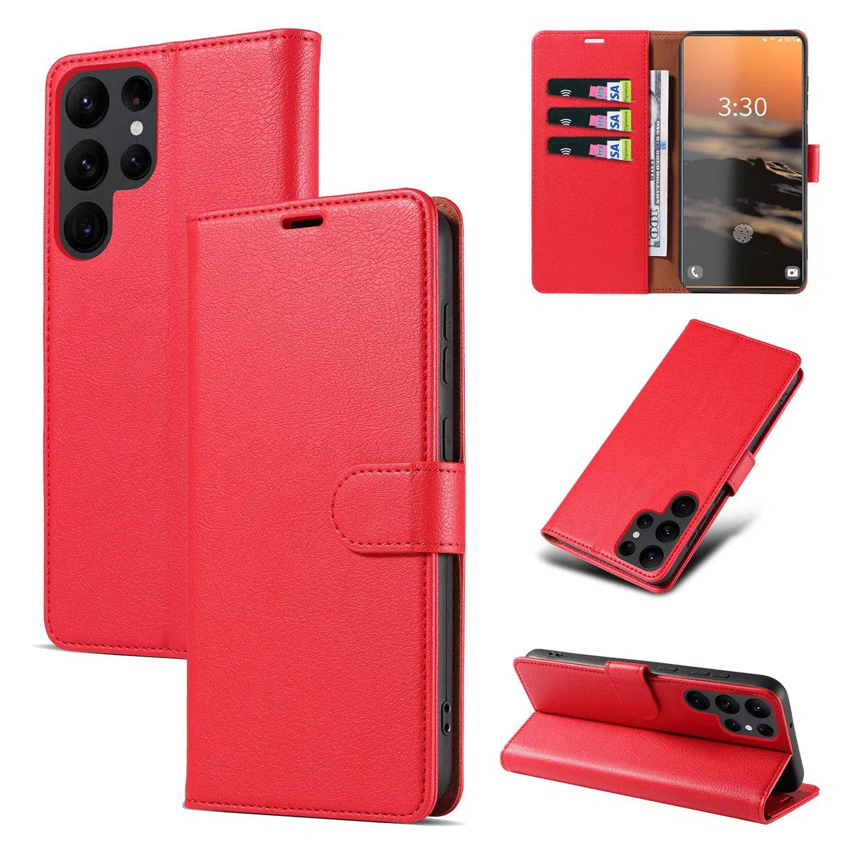 Buy Magnetic Folio Wallet Phone Case, Premium Leather, Credit Card Holder, Magnetic Closure, Flip Kickstand Shockproof Case,Delilah at Caseles-Samsung Galaxy S24 Ultra, Delilah-Red