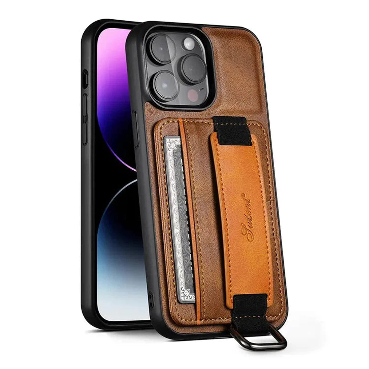 Buy Full Coverage Protection, Leather Phone case, Phone Stander, Card Holder Wallet Case ,Ezra at Caseles-iPhone 16 Pro Max, Ezra-Brown