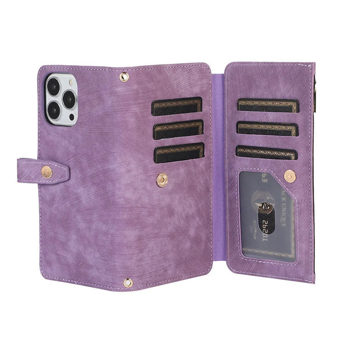 Buy Flip Crossbody Wallet Phone Case, With 9 Card Slots Zipper Pocket Retro Leather Hand Strap Kickstand Magnetic Closure Shockproof Cover,Ellie at Caseles-iPhone 16 Pro Max, Ellie-Purple