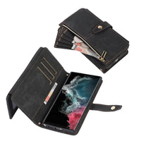 Buy Flip Crossbody Wallet Phone Case, With 9 Card Slots Zipper Pocket Retro Leather Hand Strap Kickstand Magnetic Closure Shockproof Cover,Ellie at Caseles-Samsung Galaxy S24 Ultra, Eliana-Black