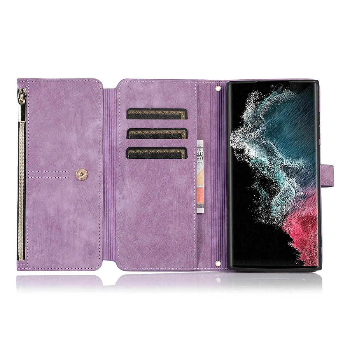 Buy Flip Crossbody Wallet Phone Case, With 9 Card Slots Zipper Pocket Retro Leather Hand Strap Kickstand Magnetic Closure Shockproof Cover,Ellie at Caseles-Samsung Galaxy S24 Ultra, Eliana-Black