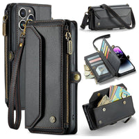 Buy Zipper Wallet Phone Case, RFID Blocking, Leather, Card Slots, for iPhone & Samsung,Aurora at Caseles-iPhone 16 Pro Max, Aurora-Black