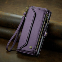 Buy Zipper Wallet Phone Case, RFID Blocking, Leather, Card Slots, for iPhone & Samsung,Aurora at Caseles-iPhone 16 Pro Max, Aurora-Purple