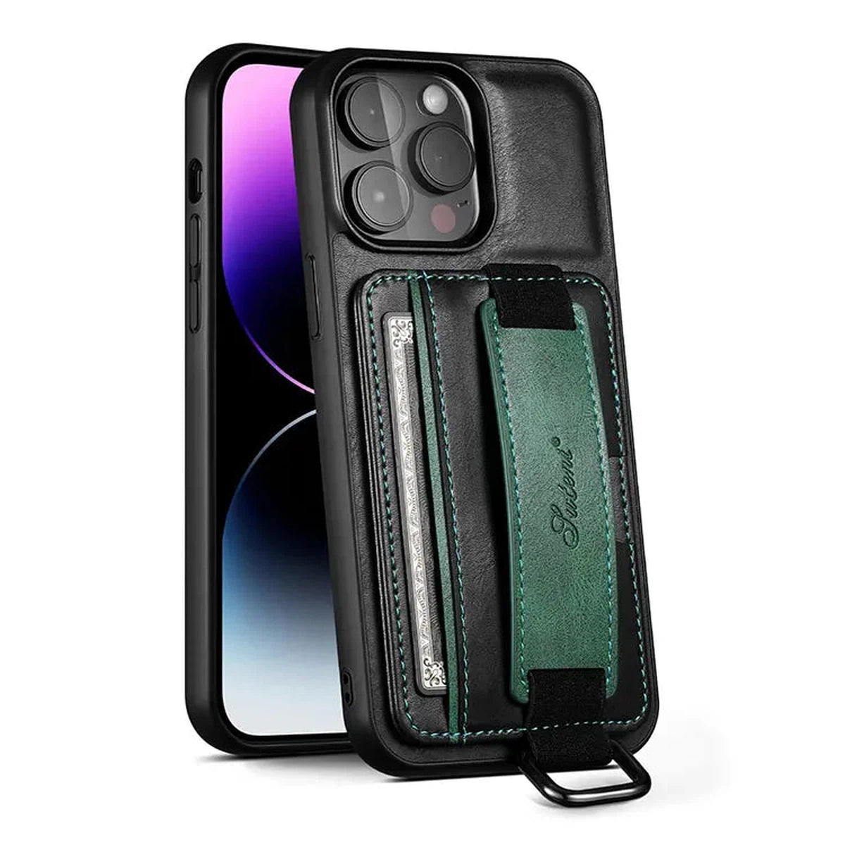 Buy Full Coverage Protection, Leather Phone case, Phone Stander, Card Holder Wallet Case ,Ezra at Caseles-iPhone 16 Pro Max, Ezra-Black