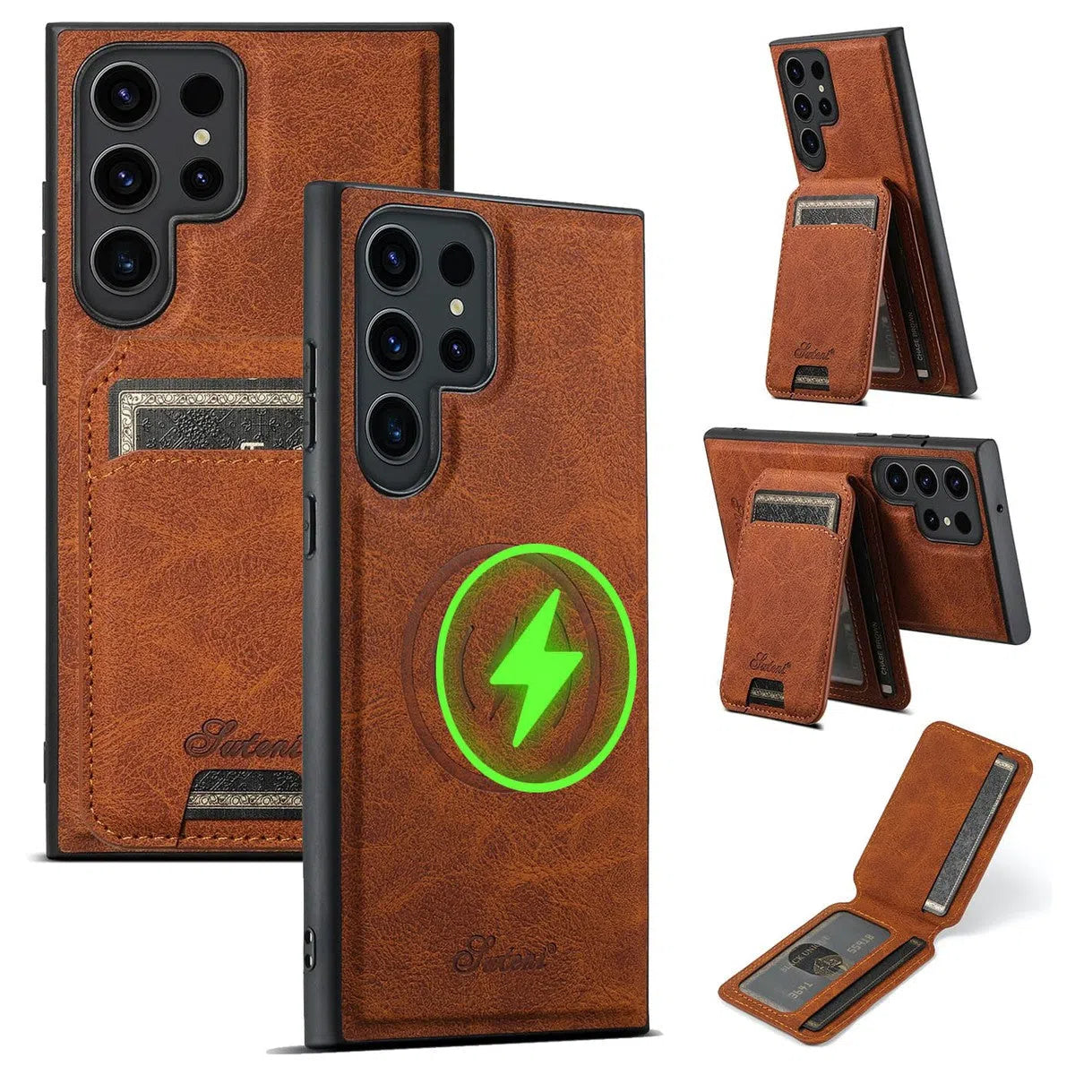 Buy Full Coverage Protection, Leather Phone case, Phone Stander, Card Holder Wallet Case,Fernando at Caseles-Samsung Galaxy S24 Ultra, Fernando-Brown