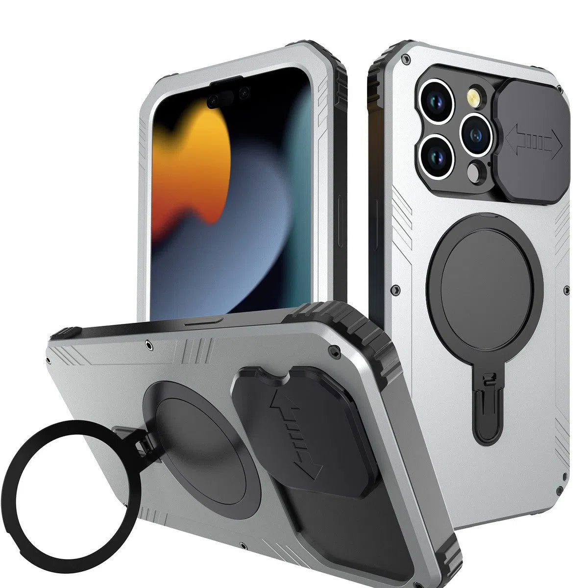 Buy Magsafe Phone Case, with Belt Clip Holster, Supports Wireless Charging, Shockproof, Heavy Duty Case,Gilbert at Caseles-iPhone 16 Pro Max, Silver