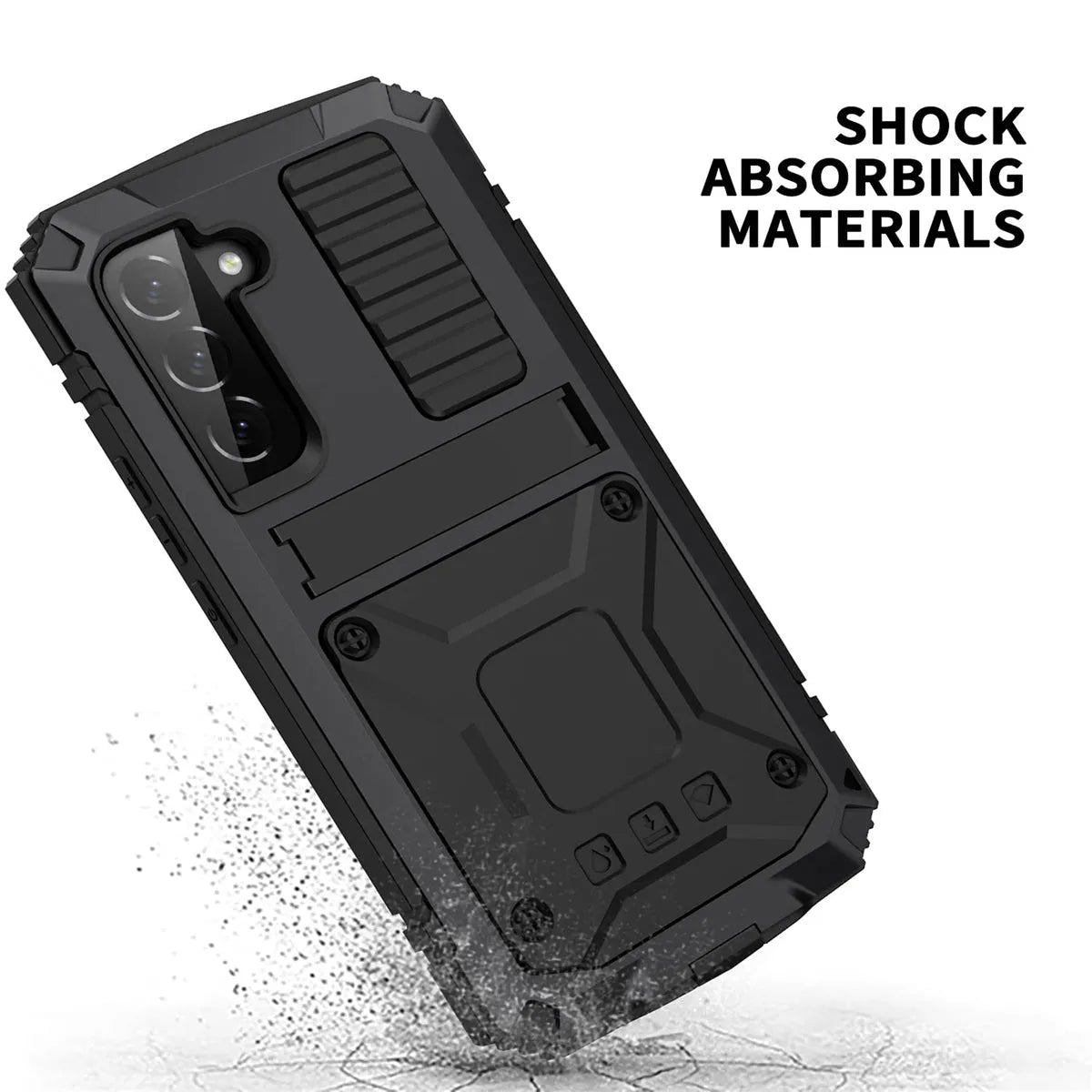 Buy Classic Full Body Metal Armor Phone Case, with Screen Protector, Heavy Duty Defender Shockproof Case,Hubert at Caseles-Samsung Galaxy S25 Ultra, Black