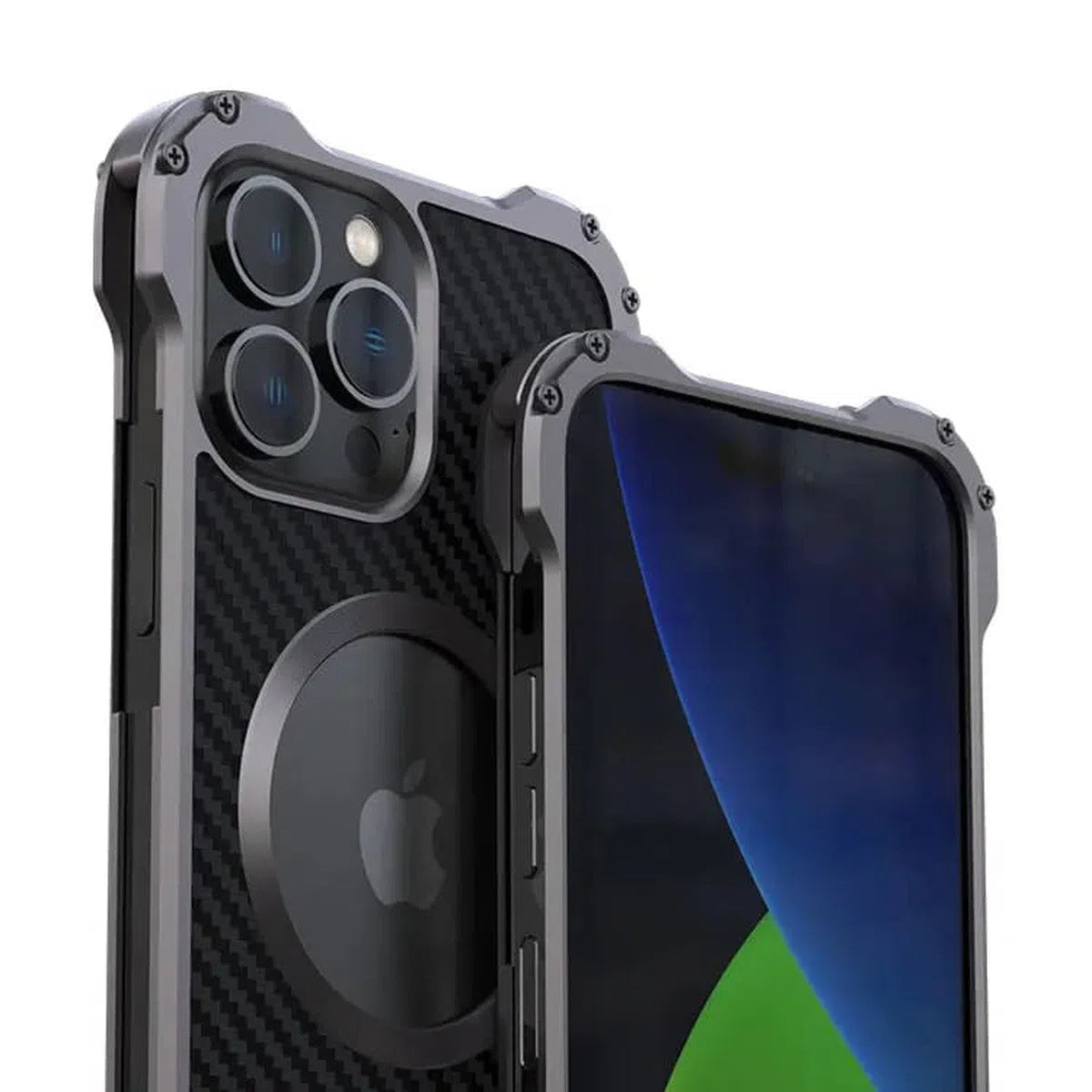 Buy Original Premium Aluminum Alloy Carbon fiber back Cover Metal Light Sturdy Shockproof Protective Case with Camera Lens Protector Film for iPhone,Jamarcus at Caseles-iPhone 16 Pro Max, 