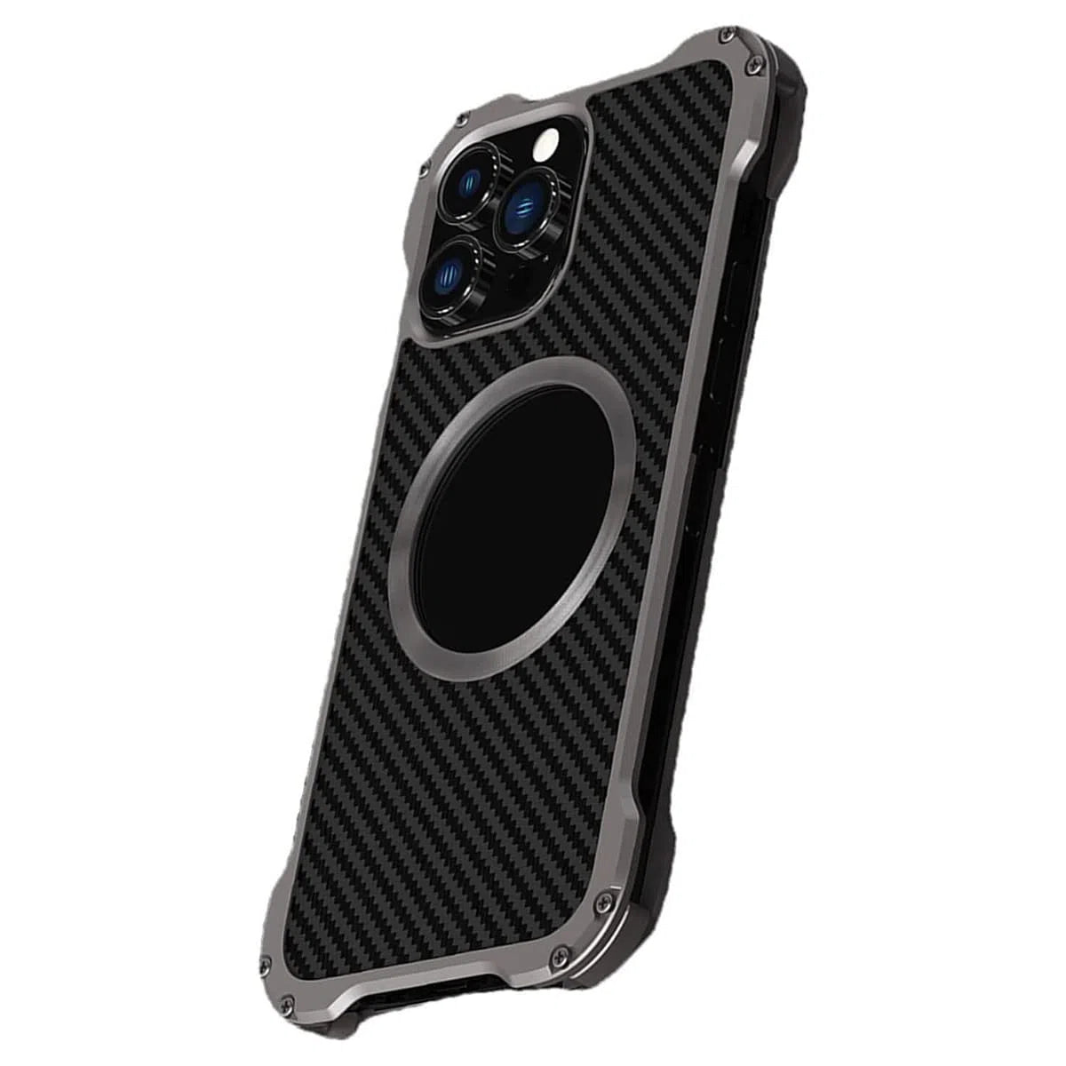 Buy Original Premium Aluminum Alloy Carbon fiber back Cover Metal Light Sturdy Shockproof Protective Case with Camera Lens Protector Film for iPhone,Jamarcus at Caseles-iPhone 16 Pro Max, 