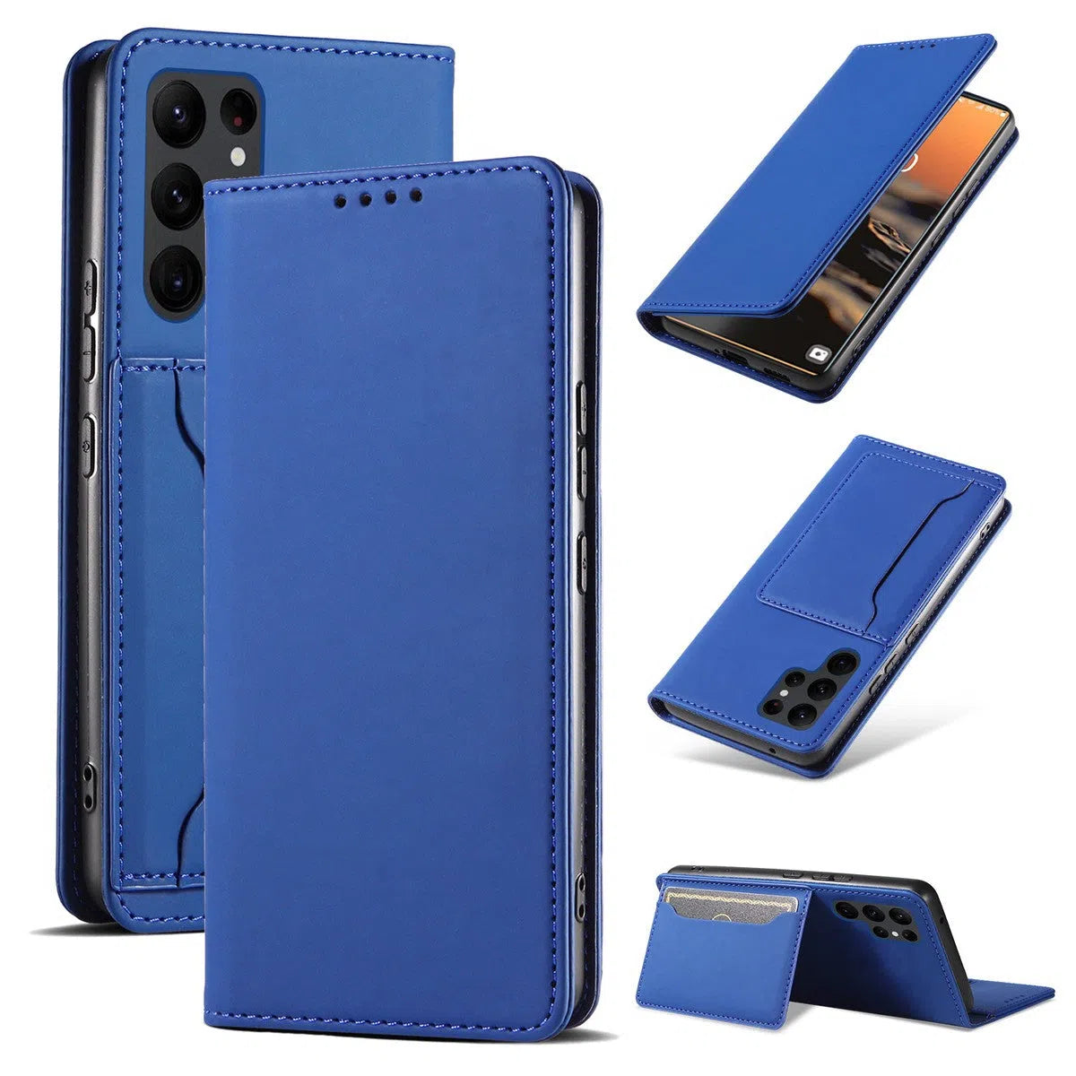 Buy Caseles Magnetic Folio Wallet Phone Case, Premium Leather, Credit Card Holder, Magnetic Closure, Flip Kickstand Shockproof Case,Jacob at Caseles-Samsung Galaxy S24 Ultra, Blue