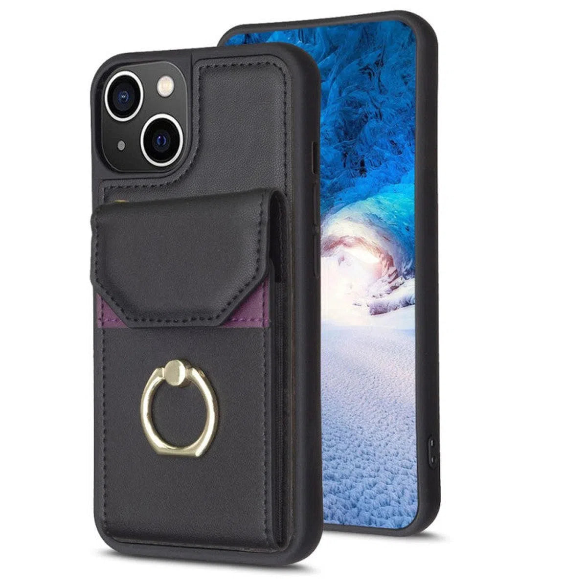 Buy for iPhone BF29 Organ Card Bag Ring Holder Phone Case,Kaelyn at Caseles-iPhone 16 Pro Max, Black