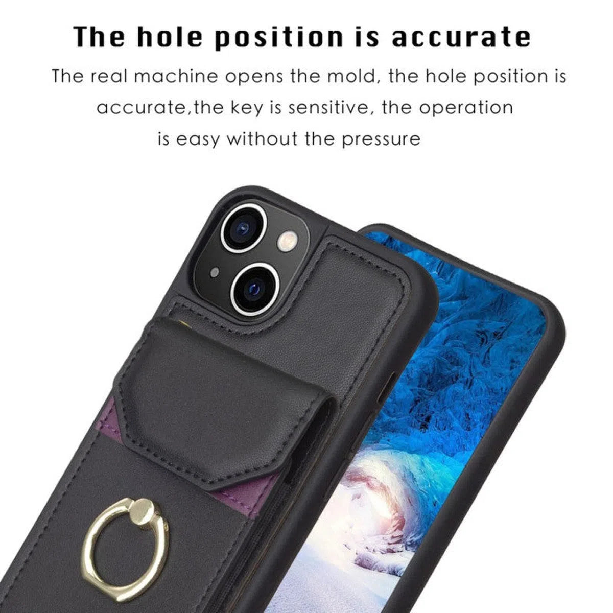 Buy for iPhone BF29 Organ Card Bag Ring Holder Phone Case,Kaelyn at Caseles-iPhone 16 Pro Max, Black